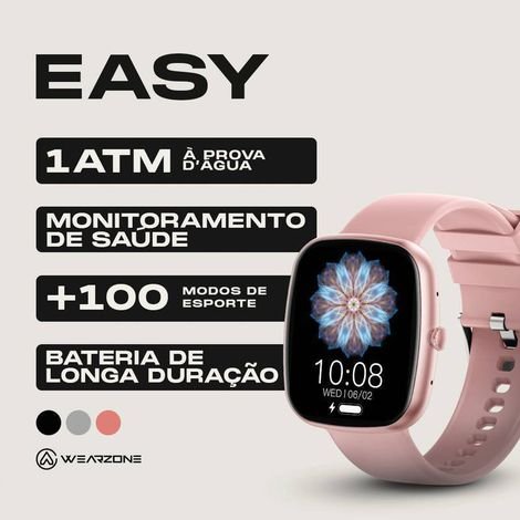 WEARZONE EASY SMARTWATCH A PROVA D'ÁGUA 1 ATM| BATERIA DE LONGA DURAÇÃO| 100 MODOS DE ESPORTES